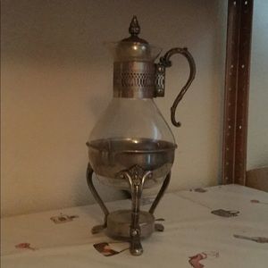 Vintage Glass & Silver Beverage Carafe